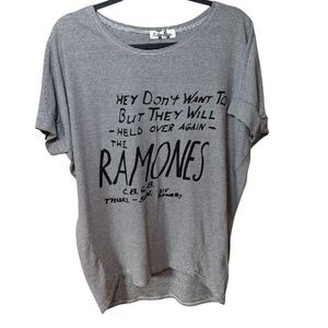 Ramones Mori Lagenlook Art Style Graphic Stripe Oversized Dolman Tee